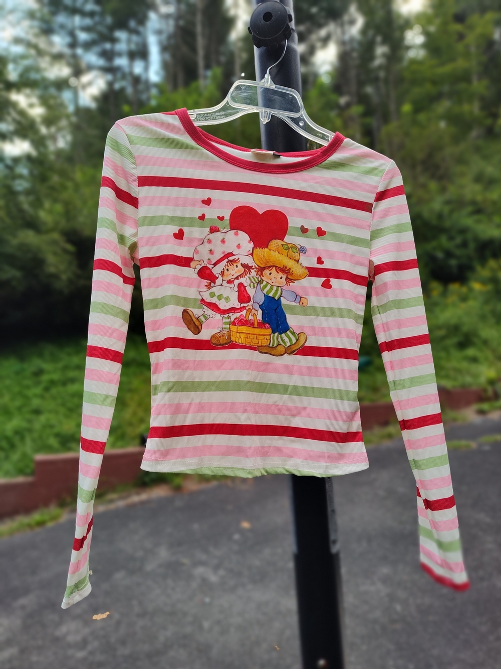 Striped Strawberry Long-Sleeve Top - Pink & Green